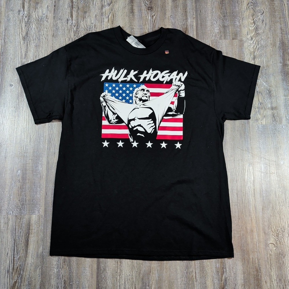 Hulk Hogan T-Shirt Ripple Junction WWE Legends Unisex Size XL Black Tee New USA